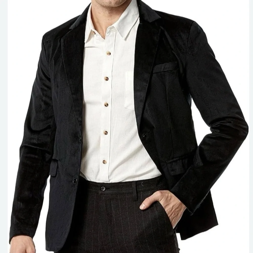 Mage Male, One Button Blazer, Subtle Glittery Finish with Collar Quiet Luxury